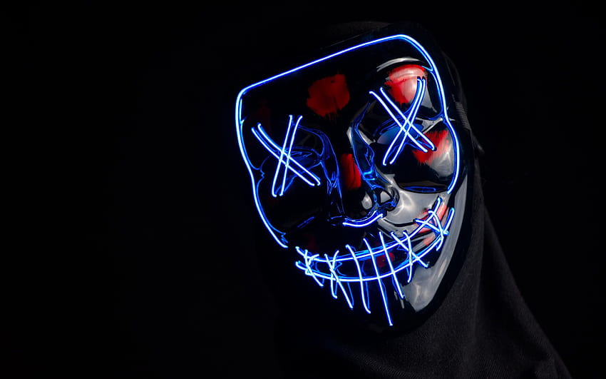 2880x1800 Anonymous, Neon Mask, Creepy for, neon masks HD wallpaper