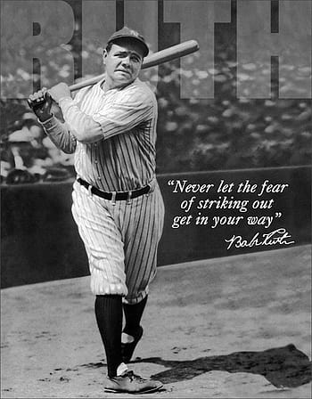 Download Babe Ruth Poster In Black Wallpaper