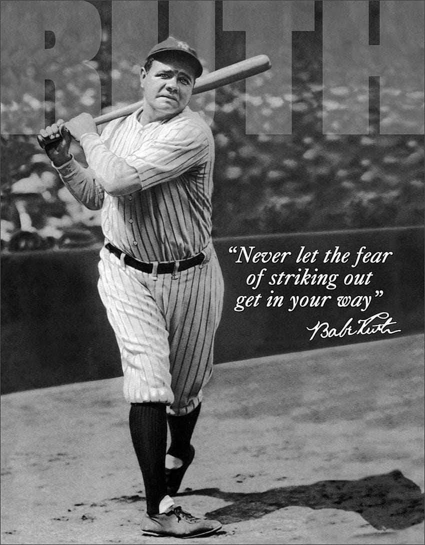 Babe Ruth No Fear Quote Retro Vintage Tin Sign, retro babe HD phone wallpaper