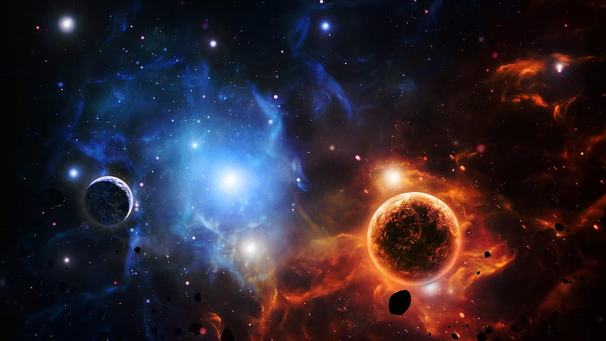 Ilustraciones asteroides nebulosas espacio exterior planetas fondo de pantalla