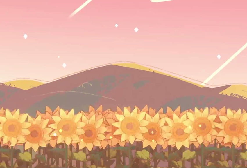 Latar belakang bunga matahari alam semesta Steven merah muda estetika, potret estetika cahaya kuning Wallpaper HD