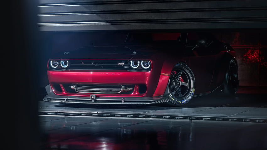 Dodge Challenger SRT Demon, muscle car, red , 3840x2160, U 16:9 HD wallpaper