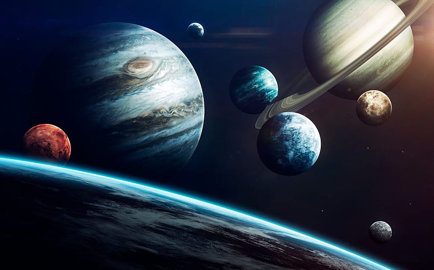 Saturn , Księżyc, Kosmos, Ziemia, Planeta, Mars, Jowisz, Neptun • Dla Ciebie Dla urządzeń przenośnych Tapeta HD