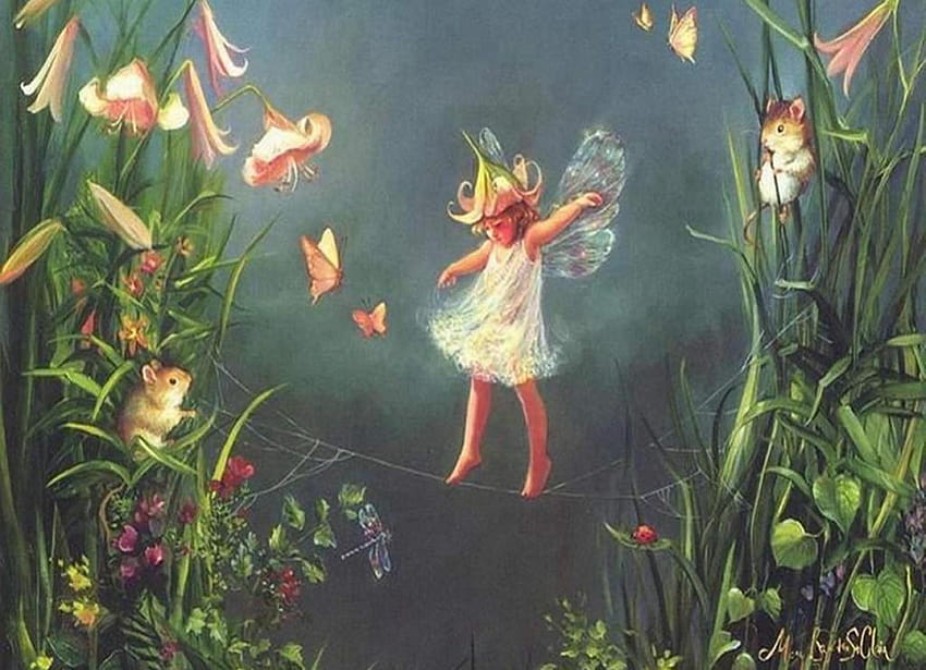 Butterfly Fairy, garden fairy HD wallpaper