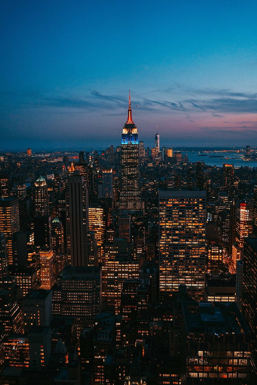 New York City : [50 HQ], 심미적인 야간 빌딩 HD 전화 배경 화면