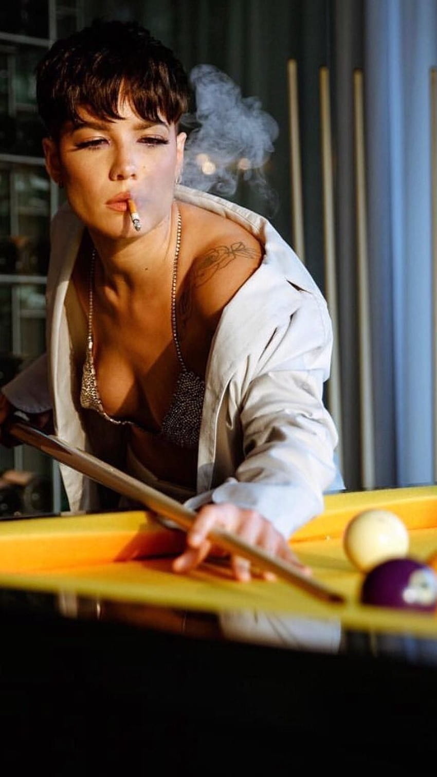 Halsey Kicking Back Playing Pool, billiards women HD phone wallpaper