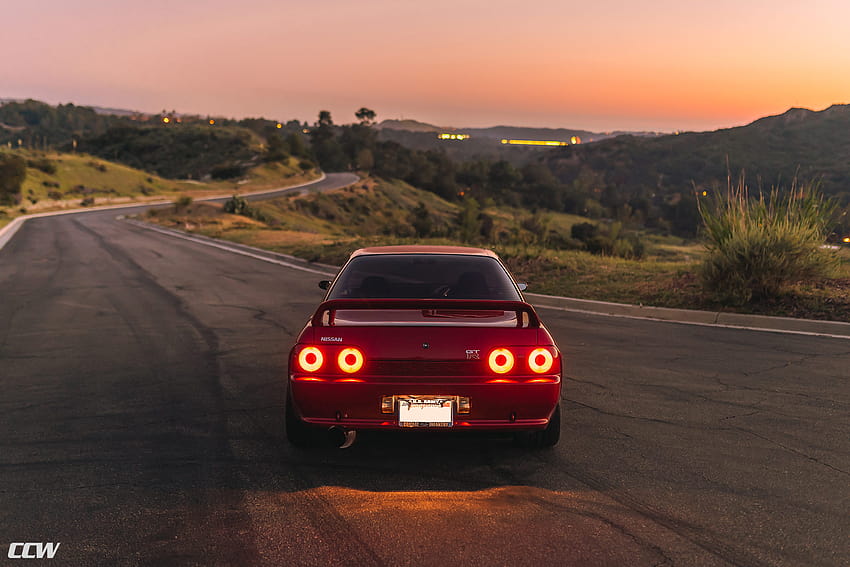 Red Nissan Skyline GTR R32 Dropped On CCW Classic wheels in Matte Black, r32 sunset HD wallpaper