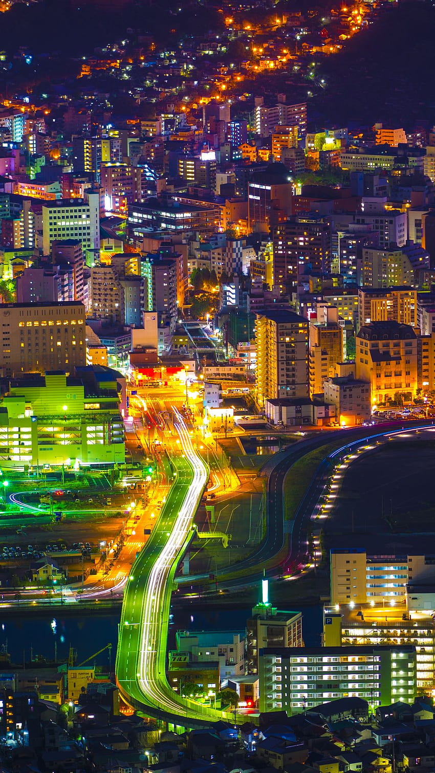 capital city, Nagasaki, night, skyscraper, urban area HD phone wallpaper