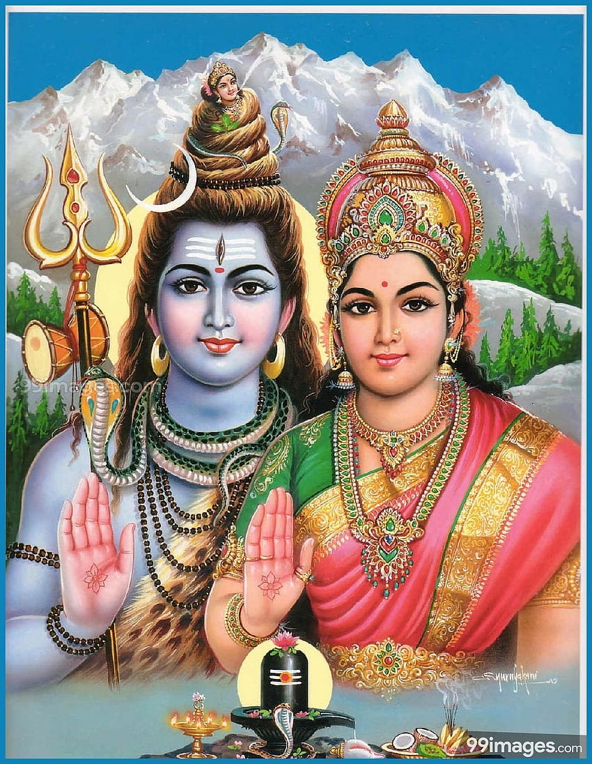 Богиня Парвати и Махадев и Парвати HD тапет за телефон