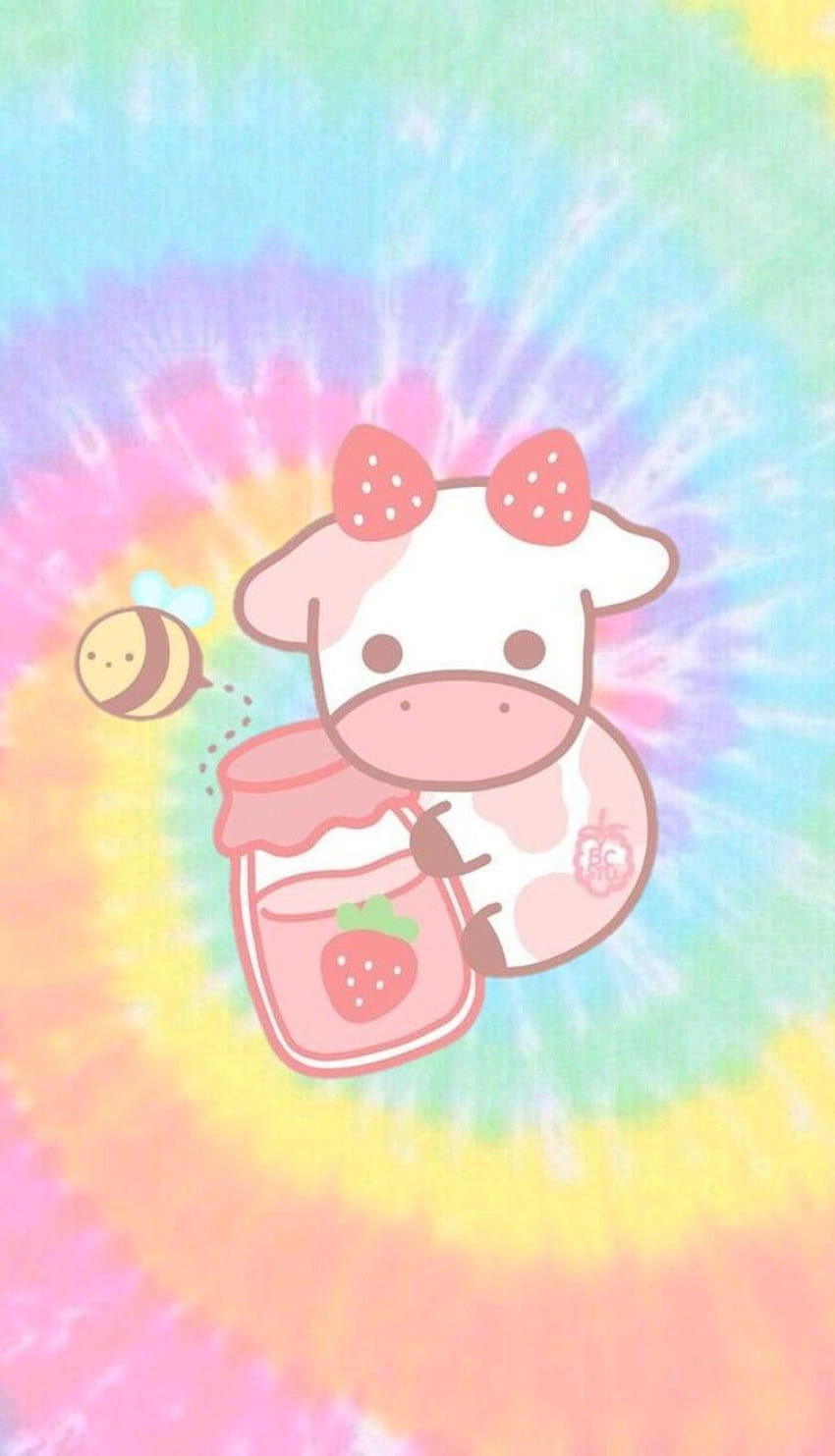 ✈︎, pink cow strawberry milk kawaii HD phone wallpaper