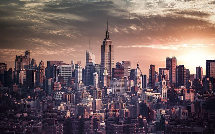 New York City Skyline At Sunset Dusk HD wallpaper  Peakpx