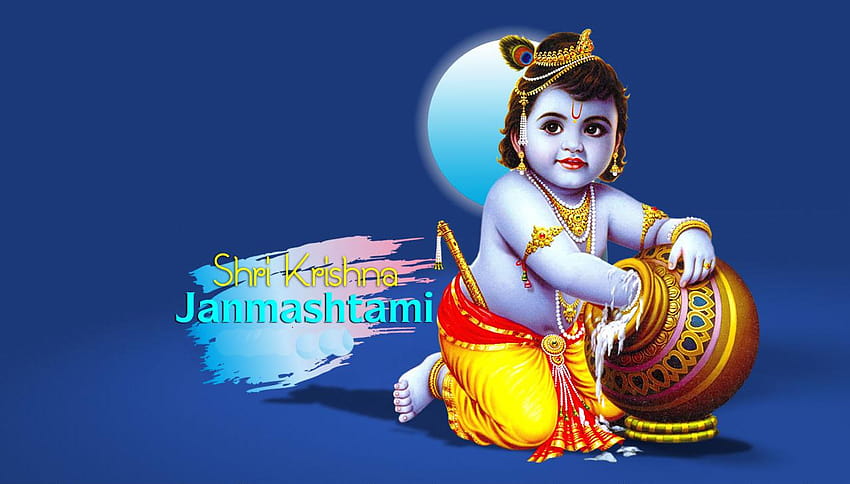 Честит Janmashtami Wishes status sms съобщения Janmashtami 2019, krishna janmashtami HD тапет