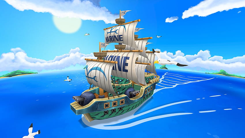 Animiertes Anime-Schiff Ocean, gepostet von John Walker, einteiliges Boot HD-Hintergrundbild