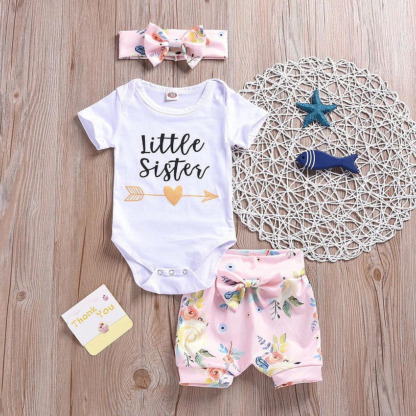 Buy Newborn Baby Girl Sister Matching Outfit Floral Clothes T, matching ...
