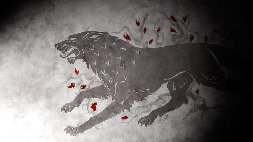 Pintura de lobo negro y rojo, Game of Thrones, House Stark, Direwolf, game of thrones stark fondo de pantalla