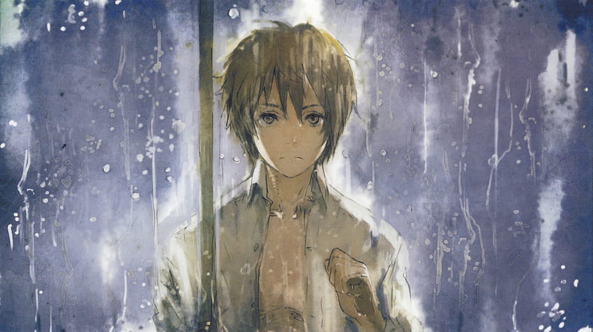 HD wallpaper sadness rain anime guy boredom art  Wallpaper Flare
