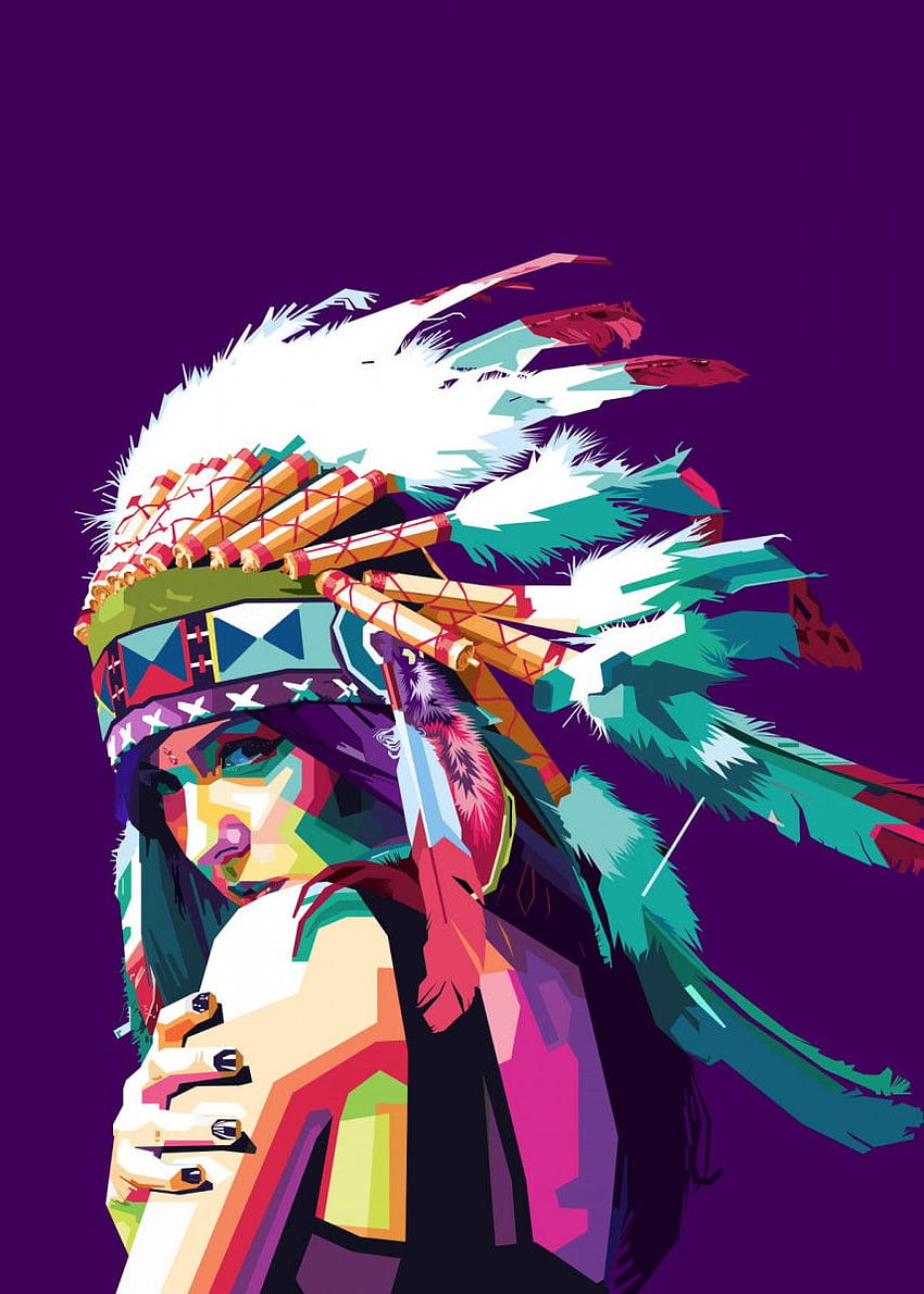 Indisches Apache Popart-Poster von Syarifkuroakai Art, Apache-Indianer HD-Handy-Hintergrundbild