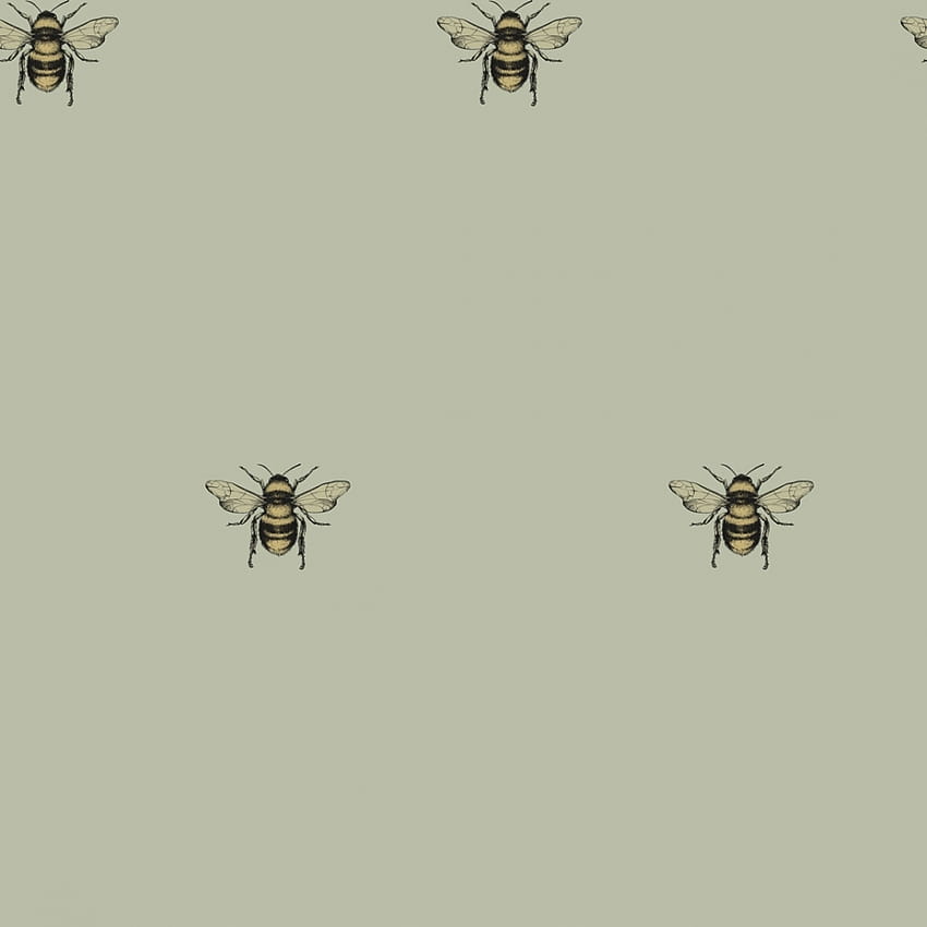 Luxe Bee berwarna hijau sage, lebah estetis wallpaper ponsel HD