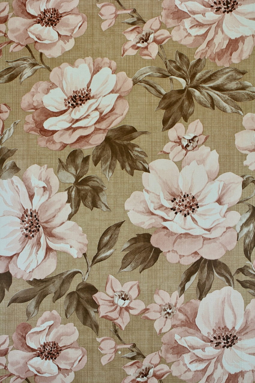 Retro Brown Floral 1, brown vintage HD phone wallpaper