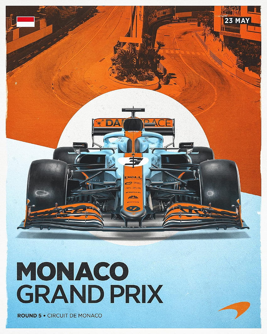 Cartel de McLaren para el Gran Premio de Mónaco 2021 : formula1, gran premio de monaco 2021 fondo de pantalla del teléfono