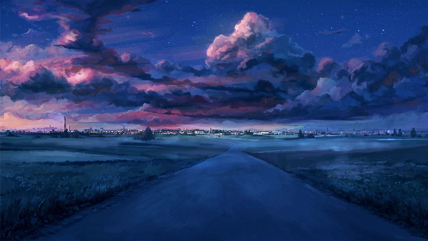 Anime Landscape postado por John Simpson, anime night horizontal papel de parede HD