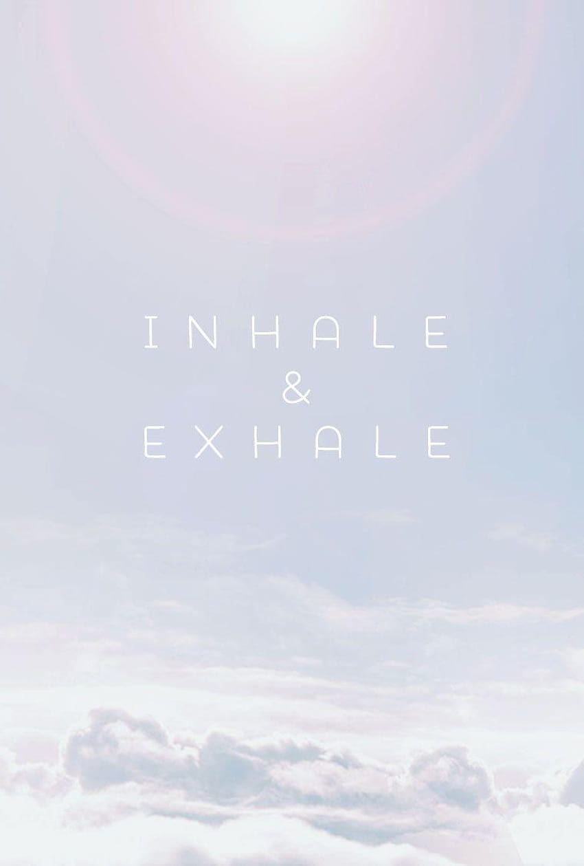 Minimal pale grey blue clouds Inhale Exhale iphone, anxiety android HD phone wallpaper