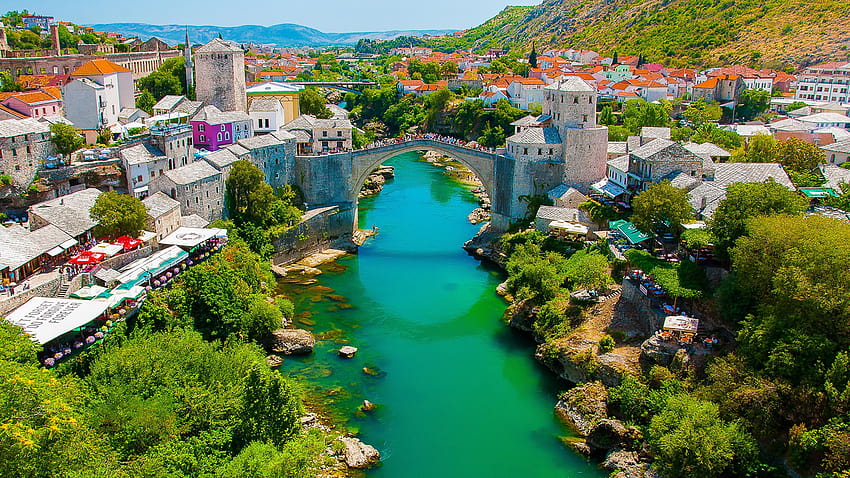 Bosnien und Herzegowina Mostar Brücke Flüsse Städte, Mostar Bosnien und Herzegowina HD-Hintergrundbild