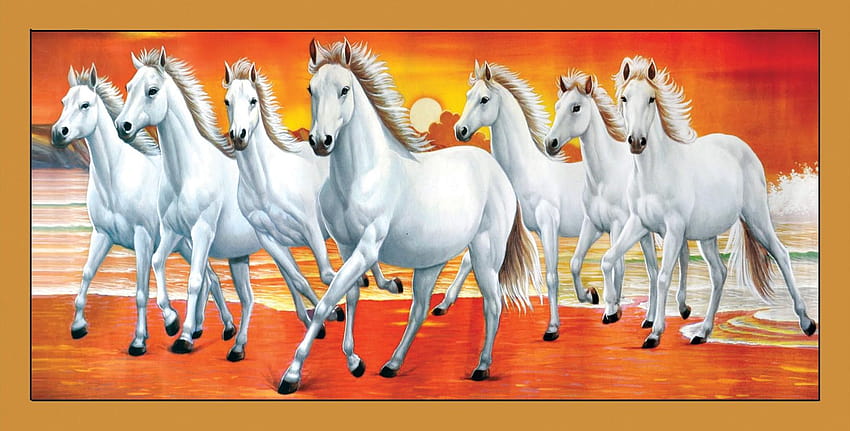 wastu Biały 7 koni, 7 koni Tapeta HD