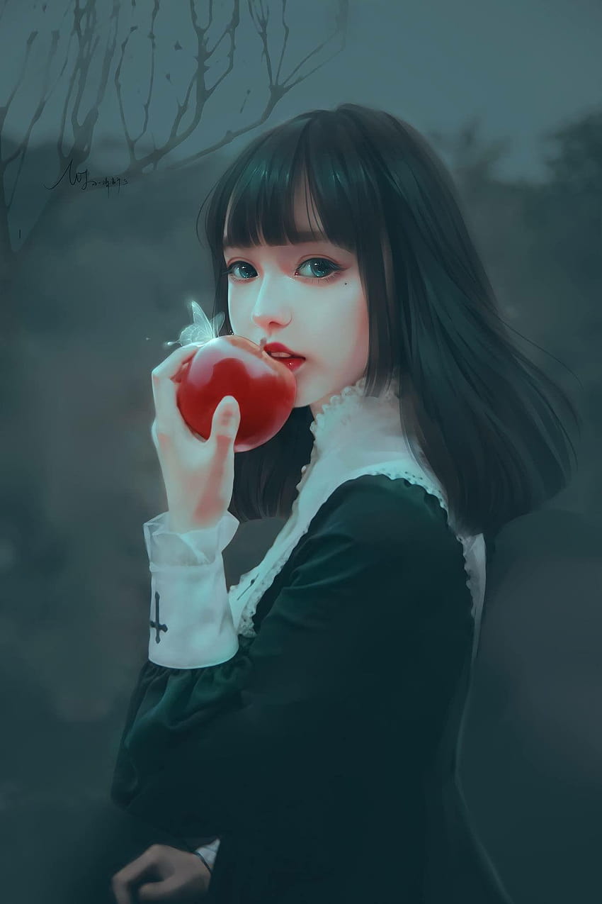 こんな時は真っ黒な髪に恋をする 韓国の女の子のリアルアニメ HD電話の壁紙