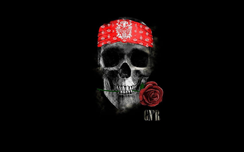 skull, Rose, Minimalism, Guns N&039; Roses, GNR, Headband HD wallpaper
