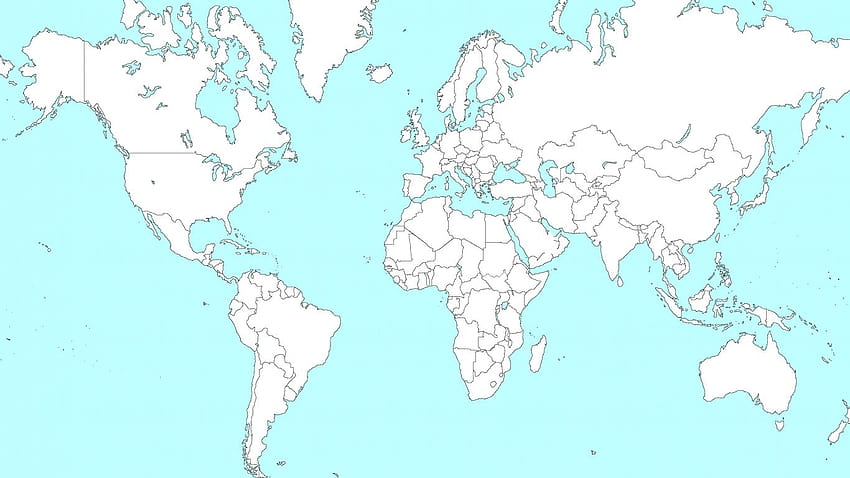Politische Weltkarte leere Weltkarte mit Ländern in 1366 x 768, Umrisskarte der Welt HD-Hintergrundbild