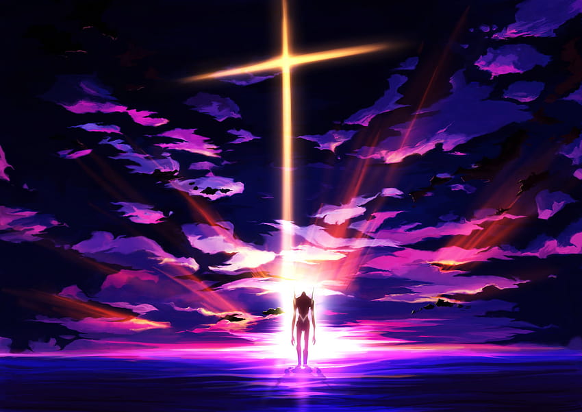Neon Genesis Evangelion , EVA Unit 01, anime, cross • For You For & Mobile, neon cross HD duvar kağıdı