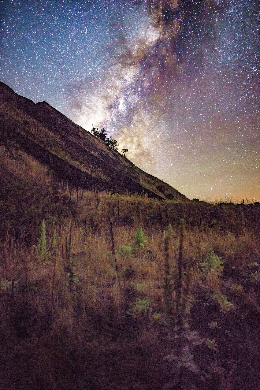 The Milky Way above a cinder cone on Mauna Kea, Hawaii [OC] [1365 x 2048] HD phone wallpaper