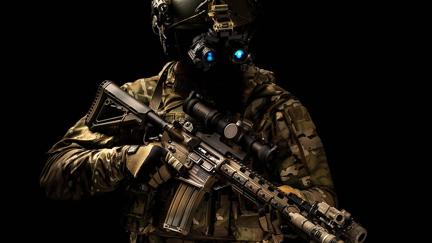 Special forces, helmet, assault rifle 5120x2880 U, para special forces HD wallpaper