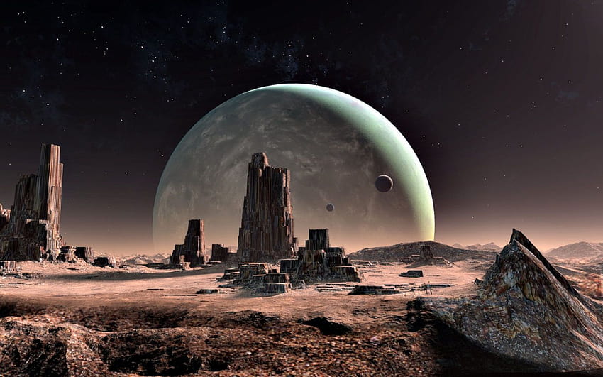 4 paisajes alienígenas, superficie del planeta alienígena fondo de pantalla