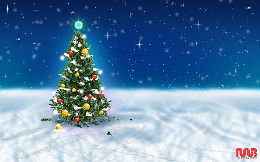 Fondos de pantalla 1366x768 navidad Noel ağacı karlı gökyüzü kimliği 16500, üzerinde kar olan yılbaşı ağacı HD duvar kağıdı