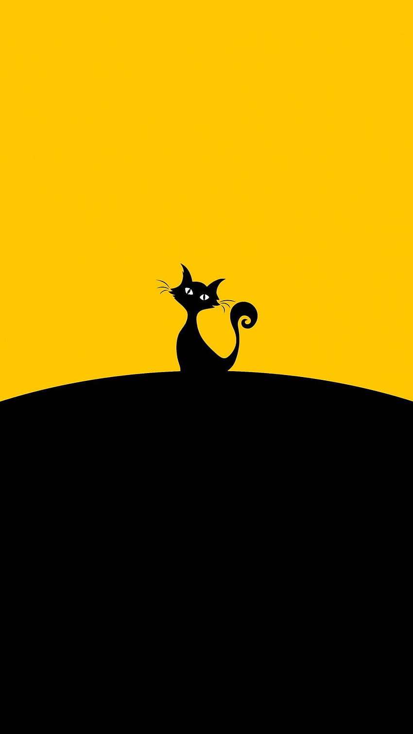 Cat Silhouette, minimalistic cat phone HD phone wallpaper
