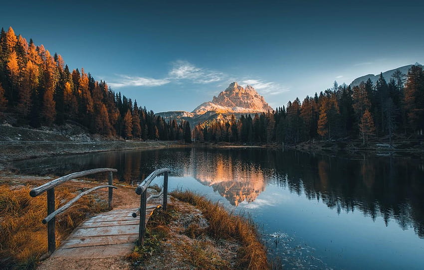 givre, automne, paysage, montagnes, nature, lac, alpes, lac dans les alpes italiennes Fond d'écran HD