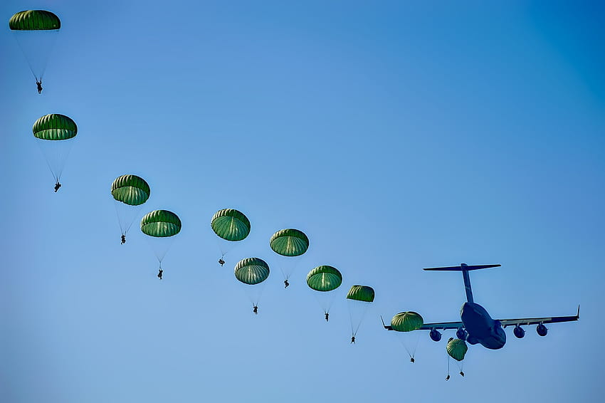 ID: 294978 / army rangers parachuting jumping aircraft airplane, parachuting soldiers HD wallpaper