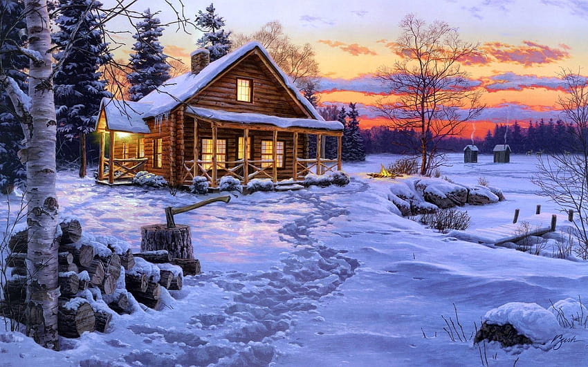 Aggregate more than 67 christmas cabin wallpaper - in.cdgdbentre
