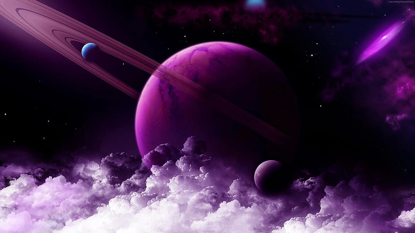 土星、惑星、紫、宇宙、 高画質の壁紙
