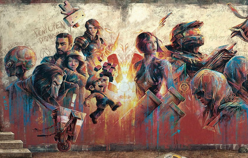 graffiti, art, heroes, characters, top games , section игры HD wallpaper