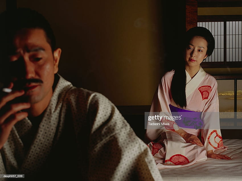 Japanese Couple On Bed Man With Cigarette High HD wallpaper