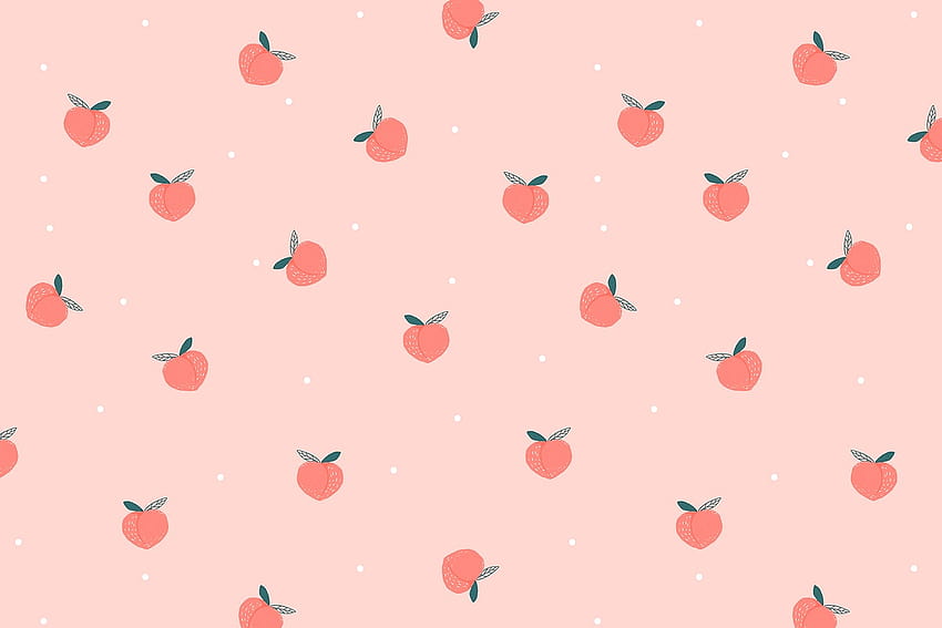 Peach backgrounds vector, cute, strawberry kawaii HD wallpaper