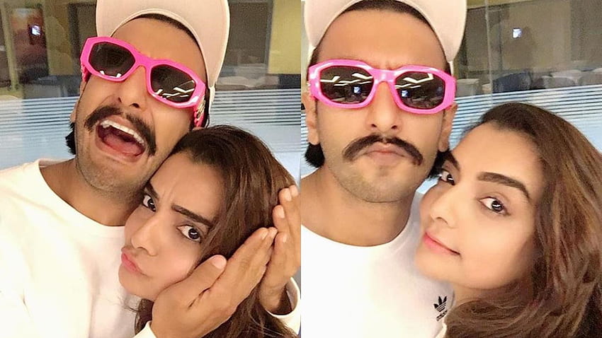 Ranveer Singh kisses choreographer Vaibhavi Merchant as they click selfies together, his cool pink shades steal the show HD wallpaper