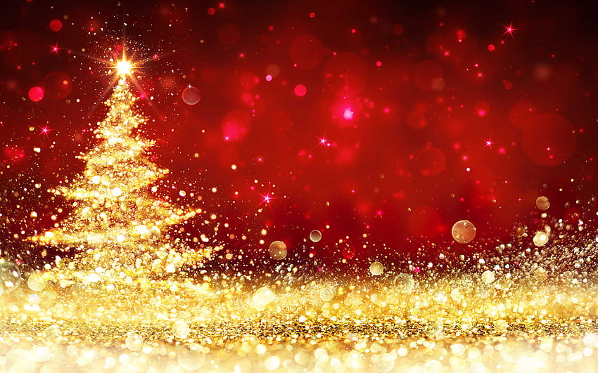 Christmas Tree Red Gold Christmas Backgrounds: 13, natale rosso e oro Sfondo HD