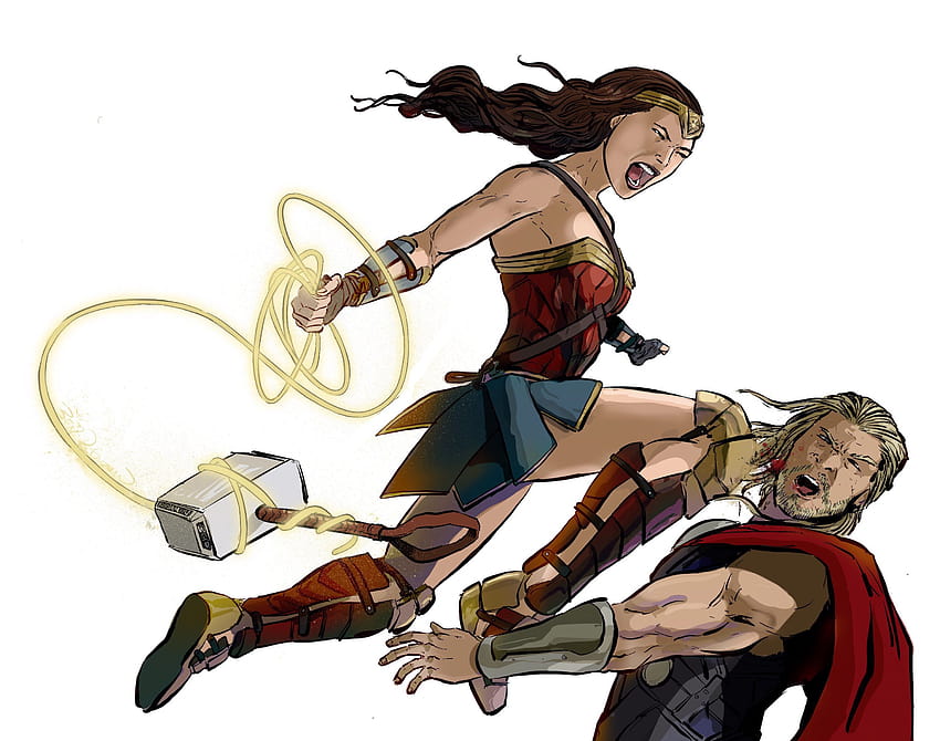 1366x768 Wonder Woman Defeating Thor 1366x768 Resolution , Backgrounds, and, thor vs wonder women HD wallpaper
