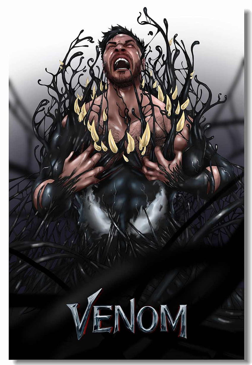 Персонализирана платнена декорация за стена Marvel Venom Poster Venom Tom Hardy Стикери за стена Карикатура Детска спалня Стенопис, Tom Hardy Venom iphone HD тапет за телефон