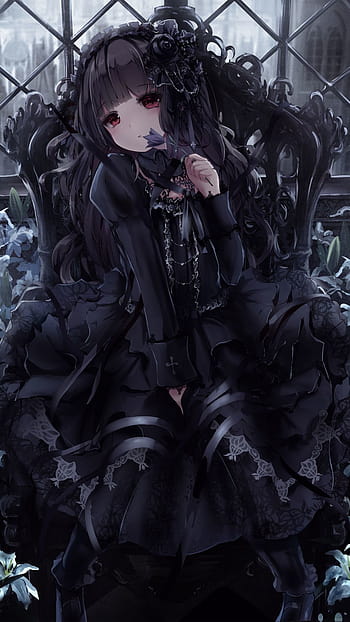 anime kawaii lo-fi goth girl with gothic church in the backgroun... -  Arthub.ai