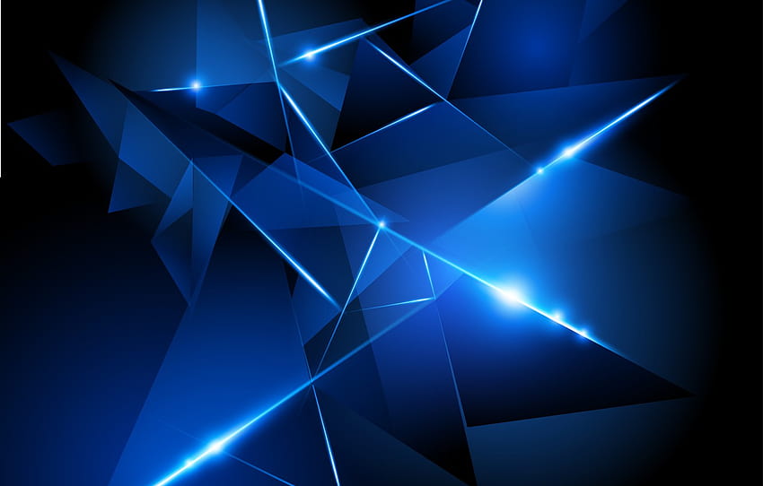 Vector, Azul, Negro, Abstracción, Resplandor, Azul, Resumen, Resplandor, Negro, Vector, Antecedentes, Triángulos, Triángulos, sección абстракции, vector negro fondo de pantalla